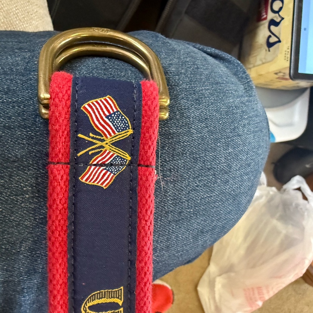 OLYMPIC Ralph Lauren Red and Blue Belt with Gold Buckle